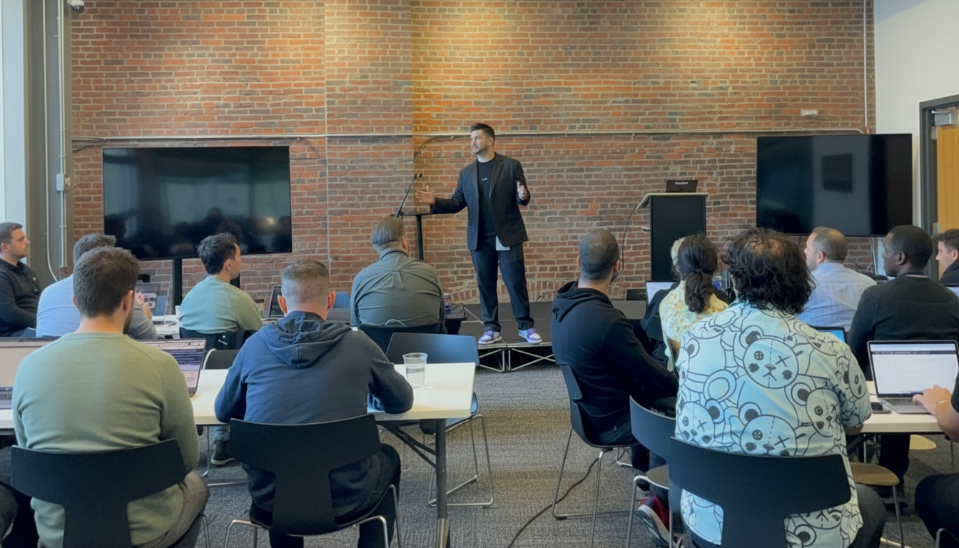 EZDISPLAY Founder Erich Kottke speaking at Lovable' s 2026 Founders Event