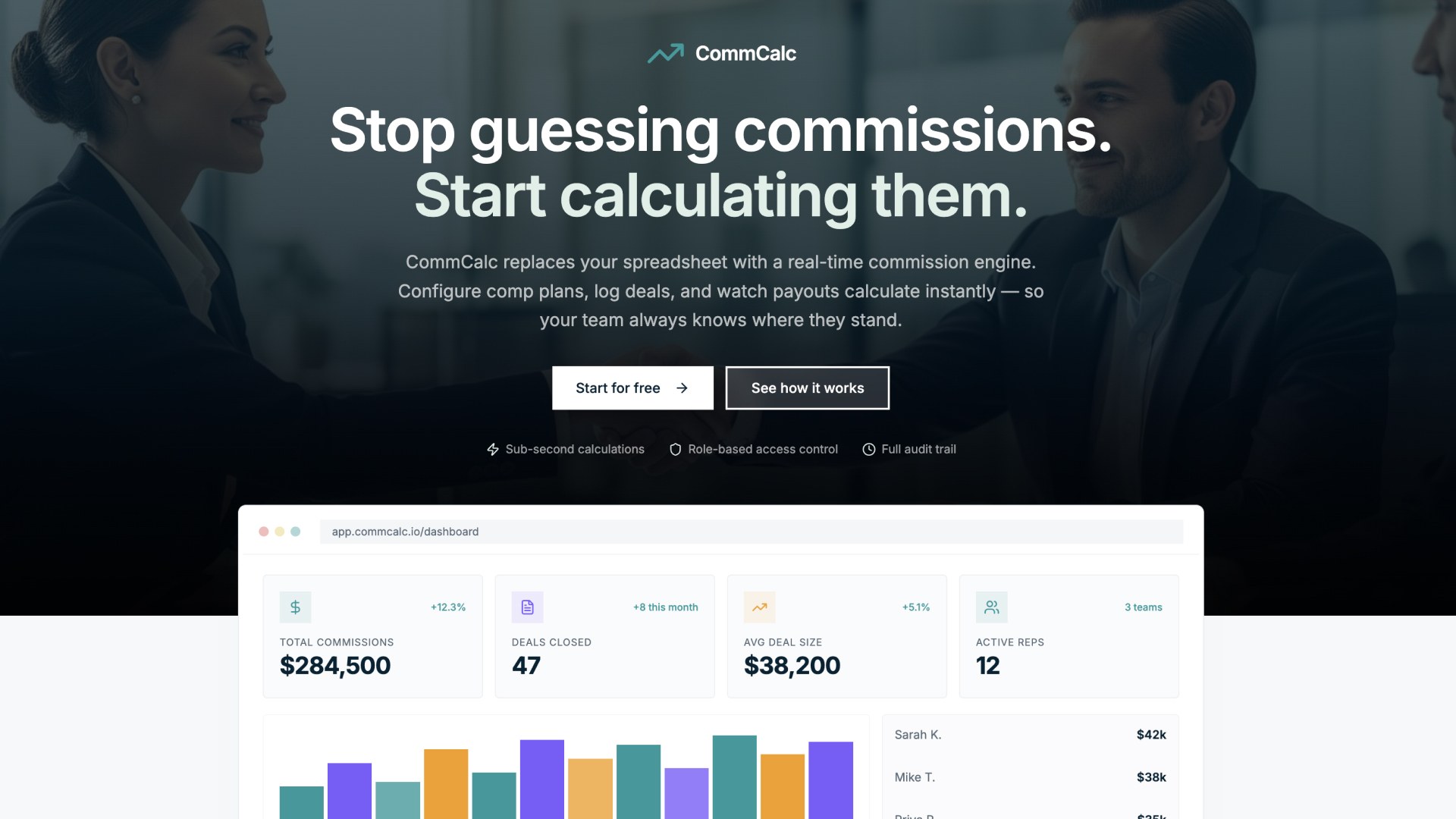CommCalc — Sales Commission Calculator case study screenshot
