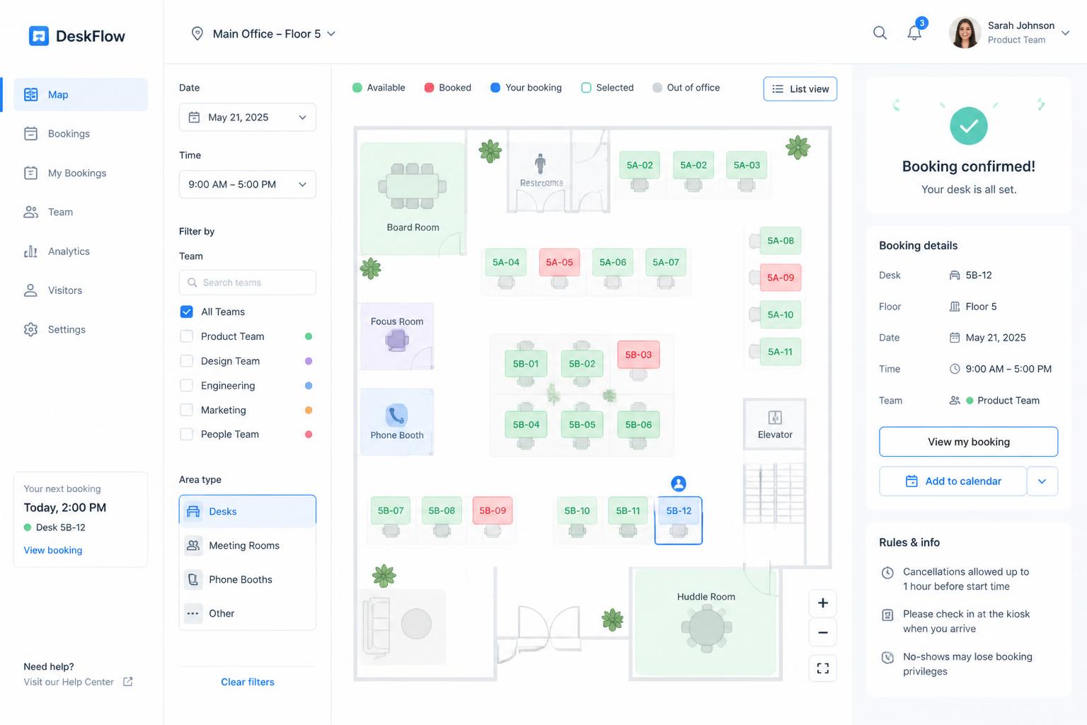 DeskFlow — Desk & Office Booking case study screenshot