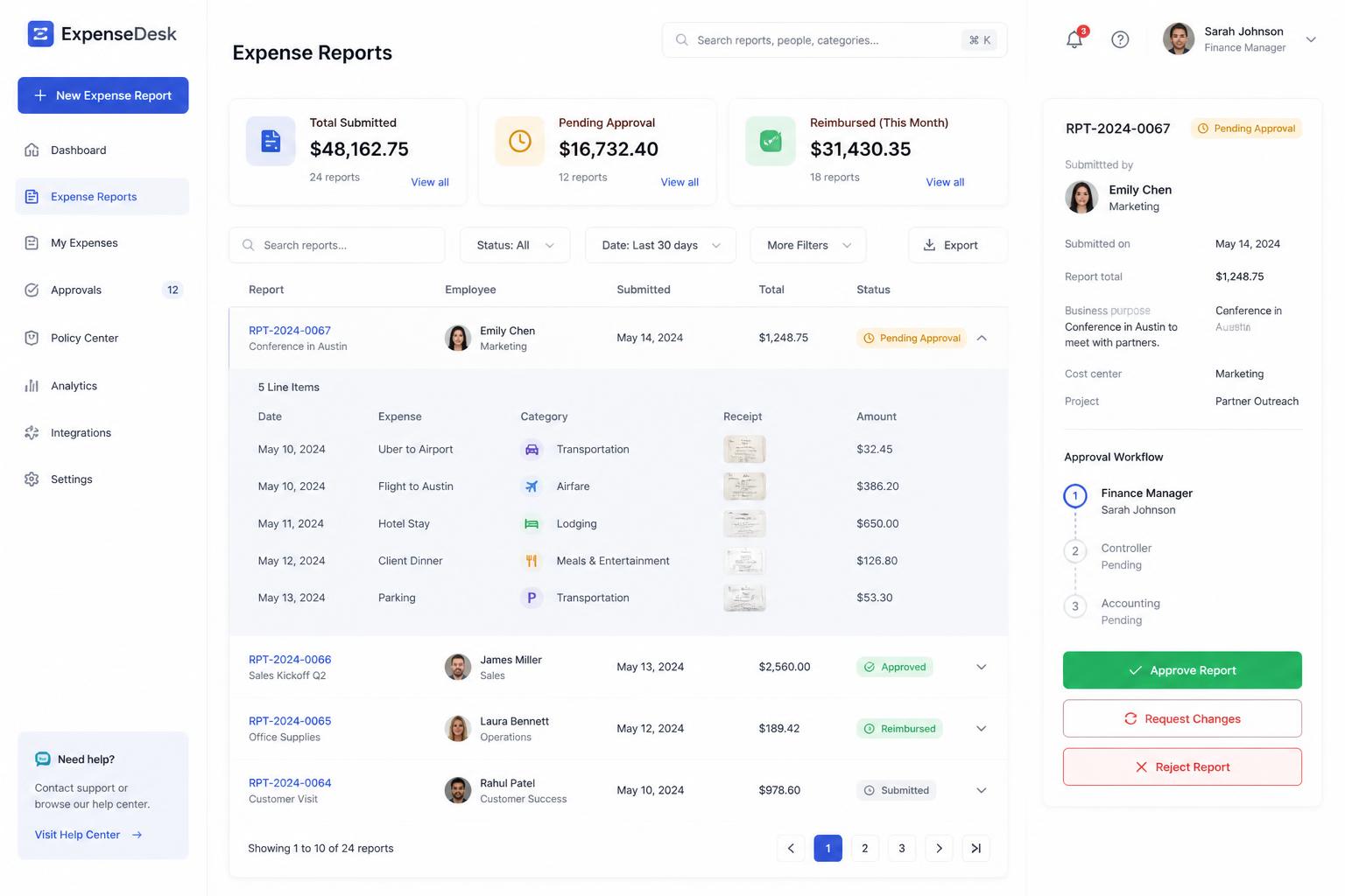 ExpenseDesk — Expense Reporting & Approval case study screenshot