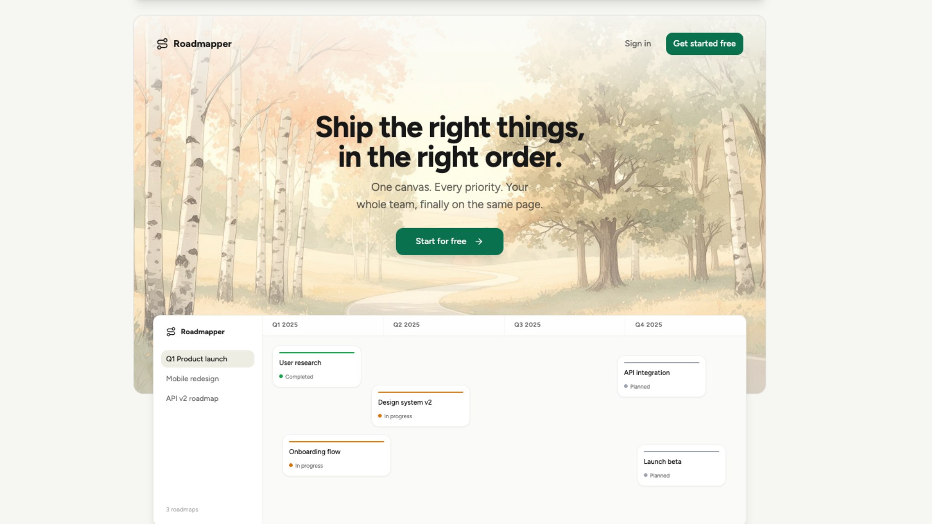 Roadmapper — Product Roadmap Planner case study screenshot