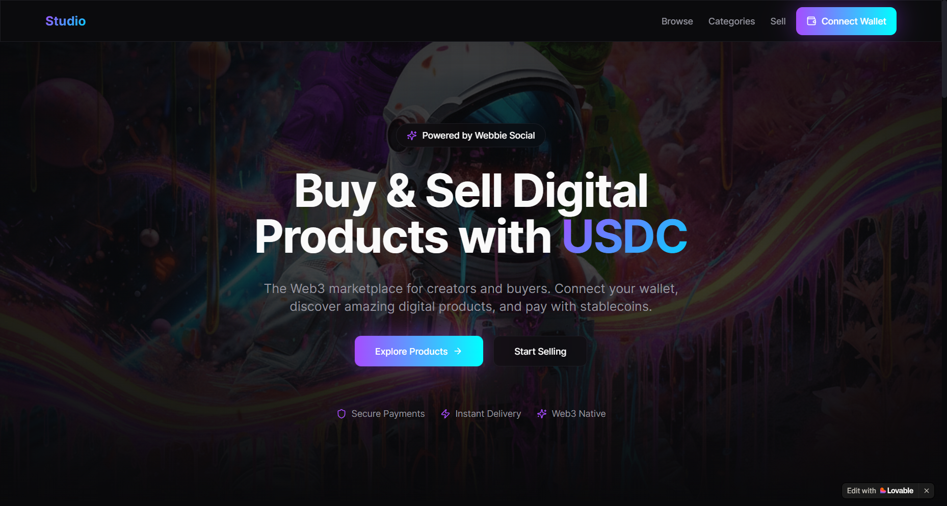 Studio — Web3 Digital Marketplace case study screenshot