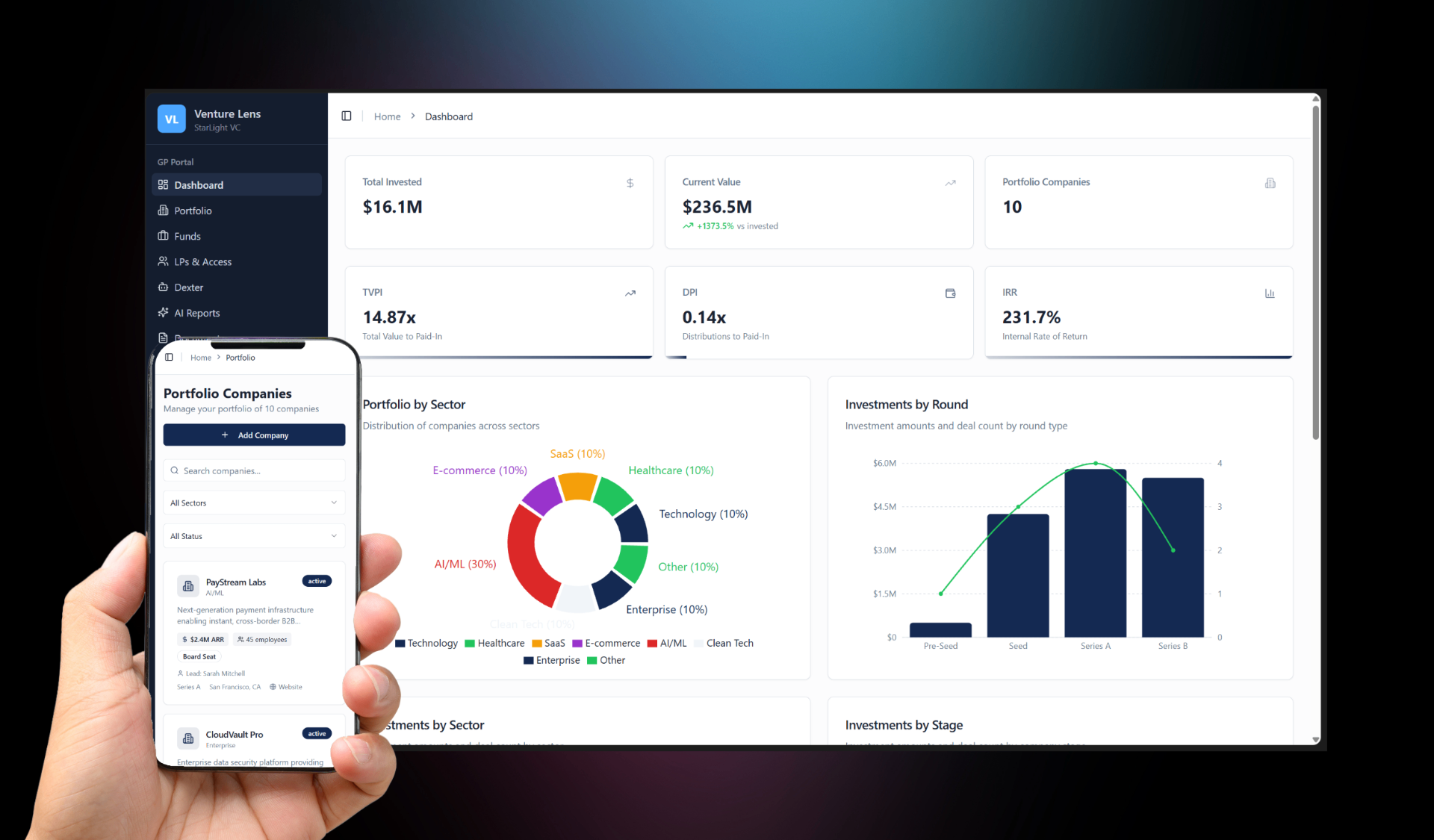 Venture Lens AI case study screenshot